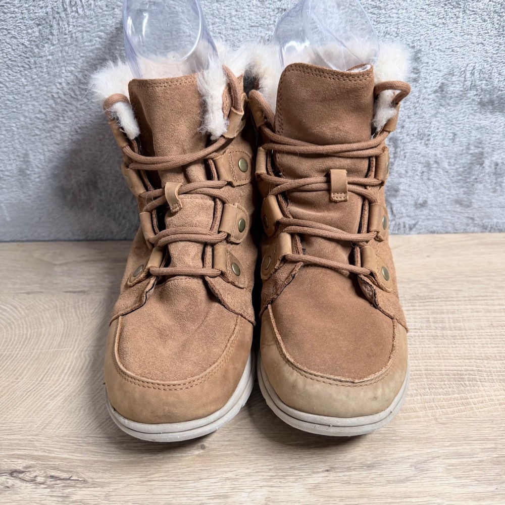 Sorel Explorer Joan Women 7.5 Brown Suede Waterproof Faux Fur Winter Boots‎ - Picture 3 of 11